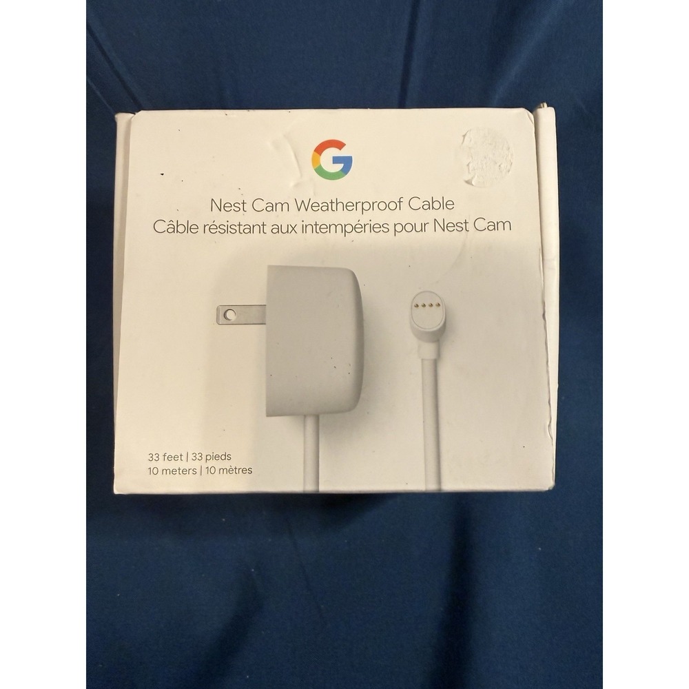 Google Nest Cam Weatherproof‎ Cable - 10m / 33ft - Snow / White GA02278-US